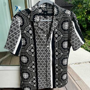 River Island Scarf Print SS button-up, men's XS